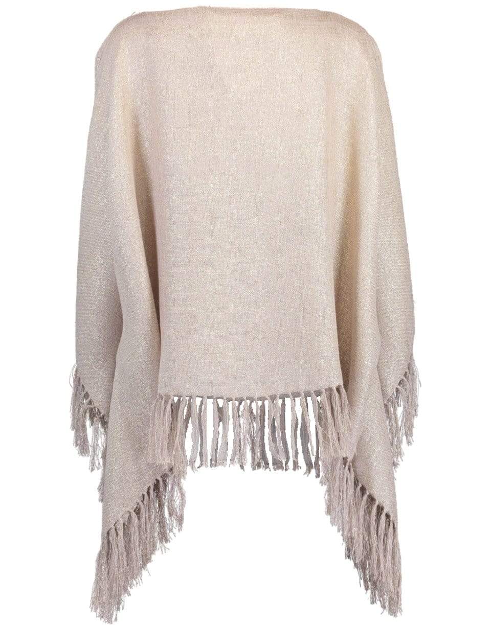 BRUNELLO CUCINELLI-Beige Metallic Fine Knit Poncho-BEIGE