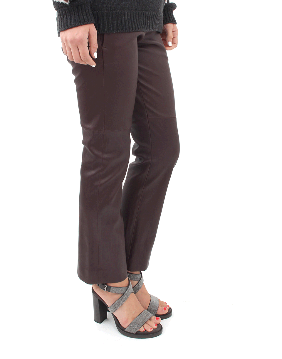 BRUNELLO CUCINELLI-Leather Kick Flare Pant-