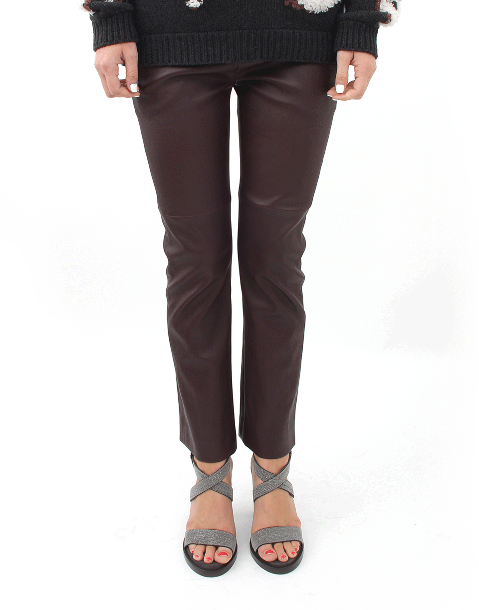 BRUNELLO CUCINELLI-Leather Kick Flare Pant-