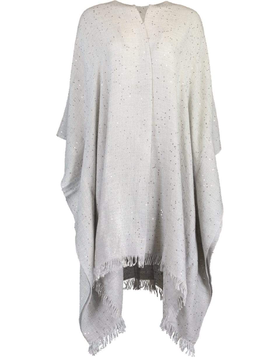 BRUNELLO CUCINELLI-Cashmere and Silk Poncho-PEBBLE