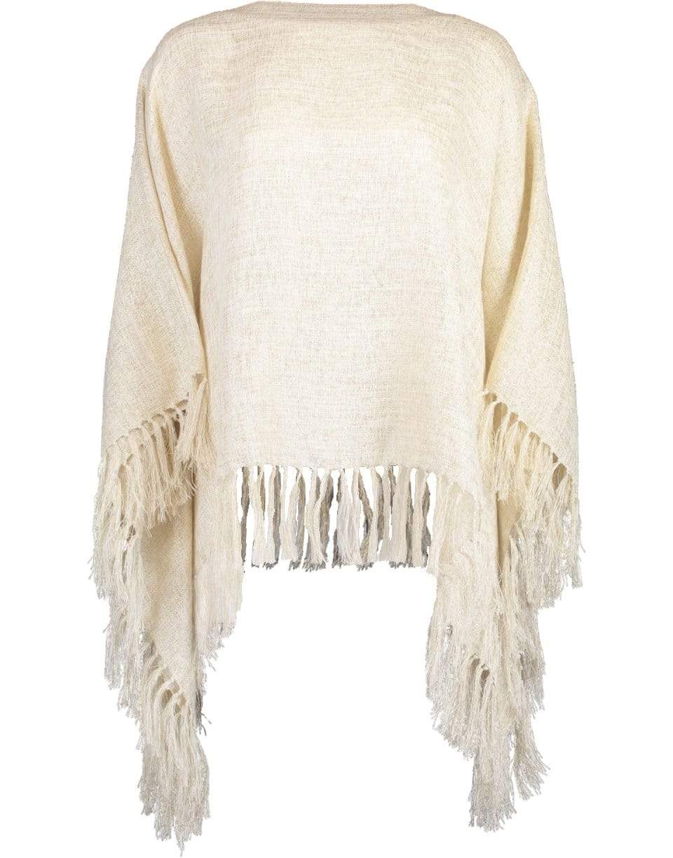 BRUNELLO CUCINELLI-Metallic Fine Knit Poncho-PLATINO