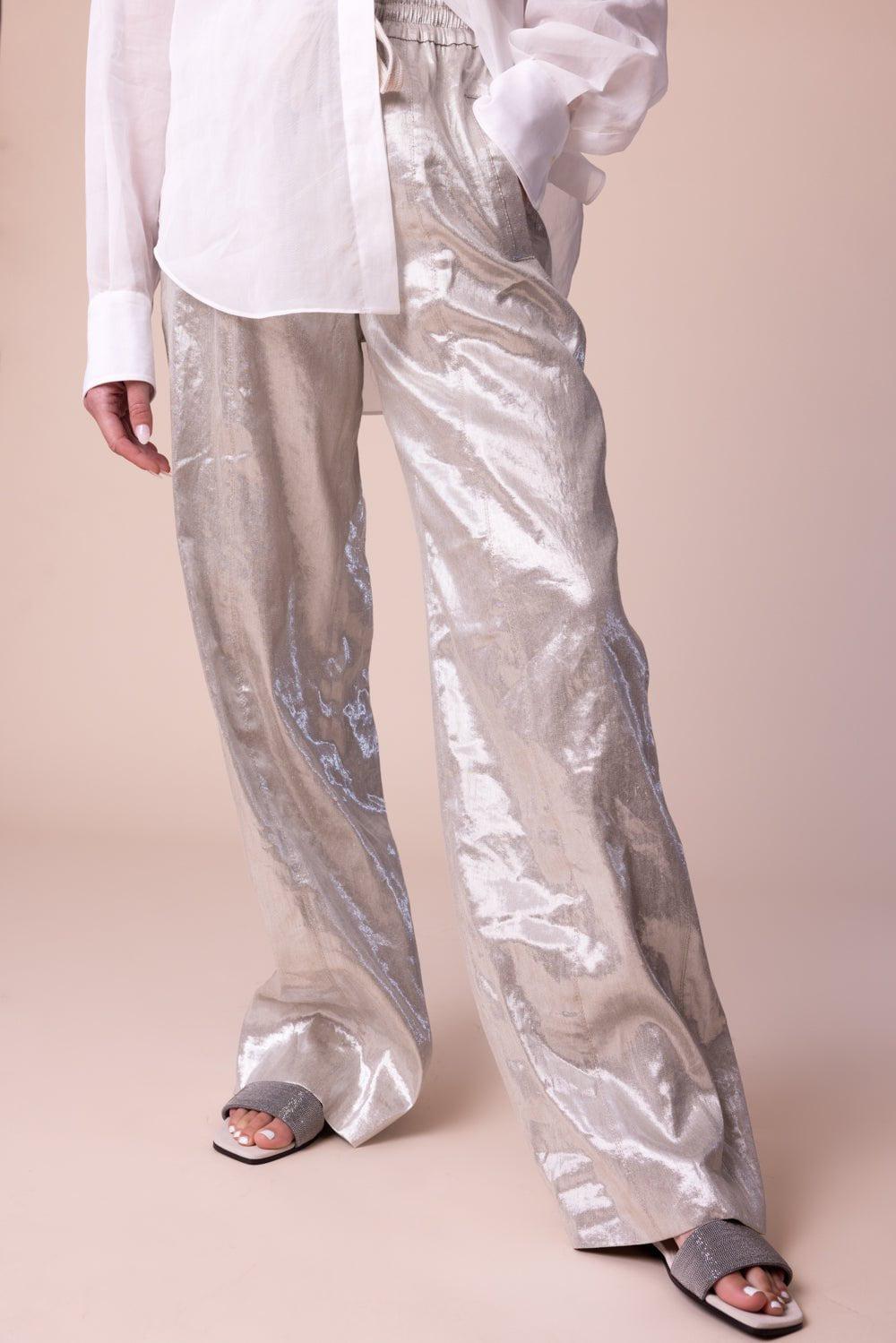 BRUNELLO CUCINELLI-Metallic Drawstring Pant-