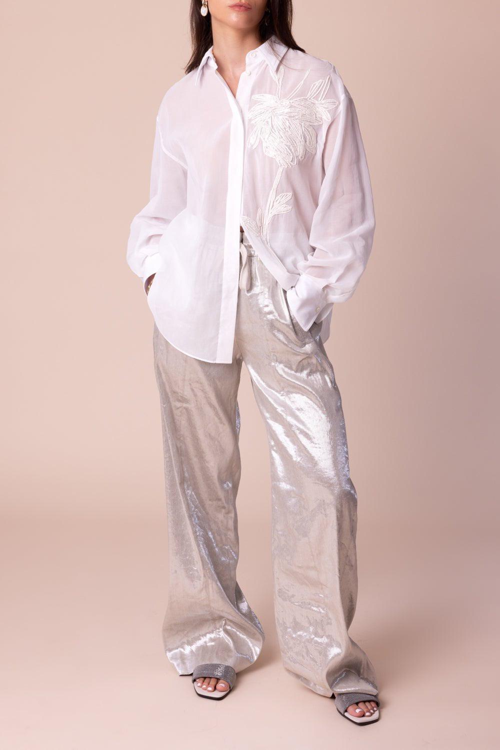 BRUNELLO CUCINELLI-Metallic Drawstring Pant-