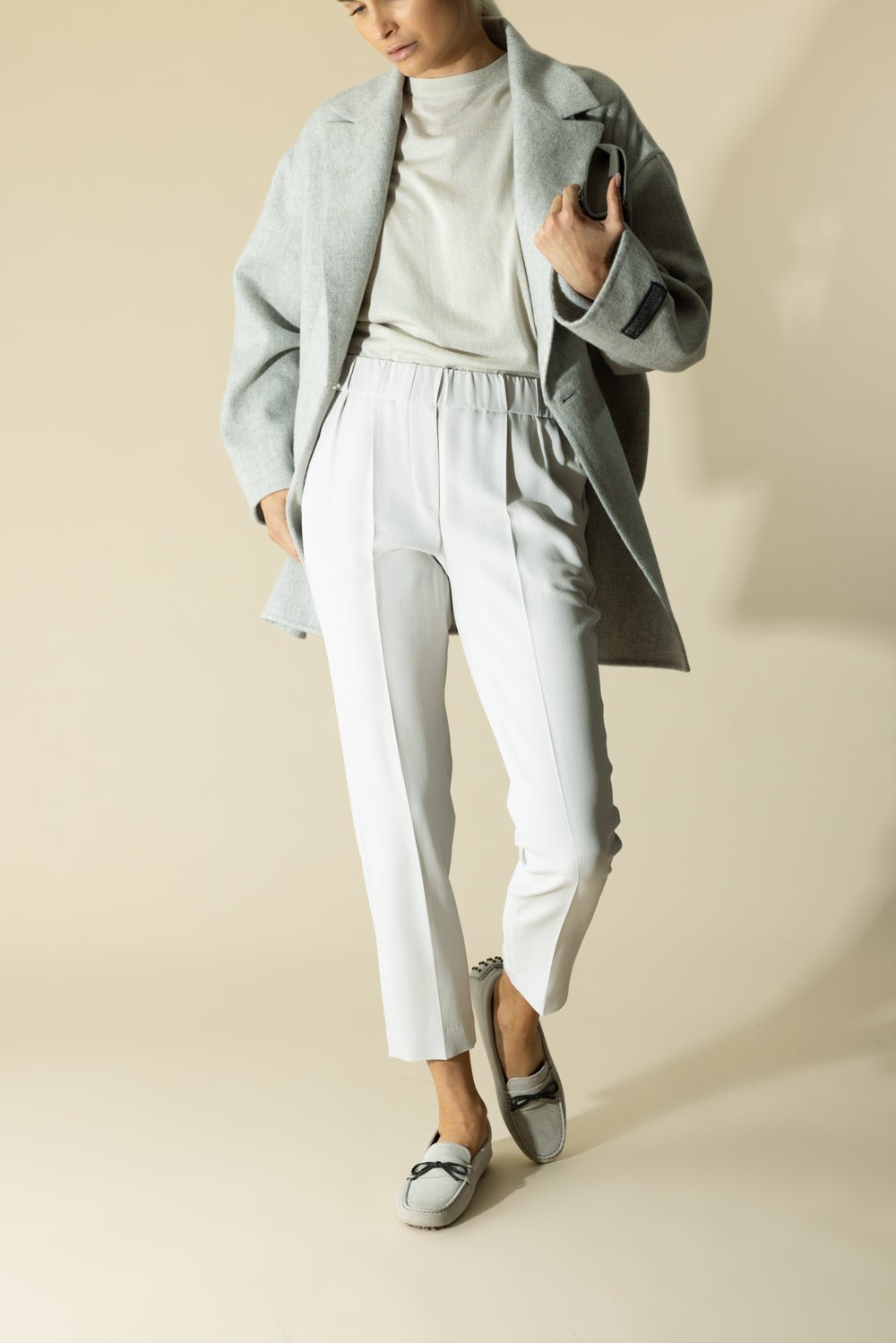 BRUNELLO CUCINELLI-Classic Pull on Pant - Icy Grey-