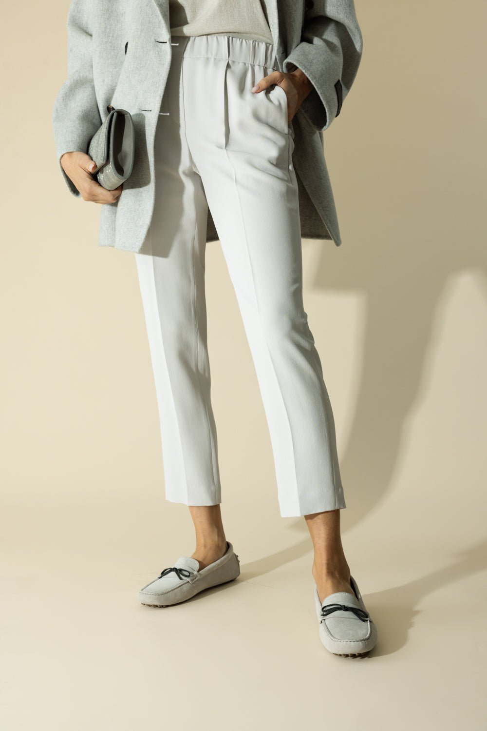 BRUNELLO CUCINELLI-Classic Pull on Pant - Icy Grey-