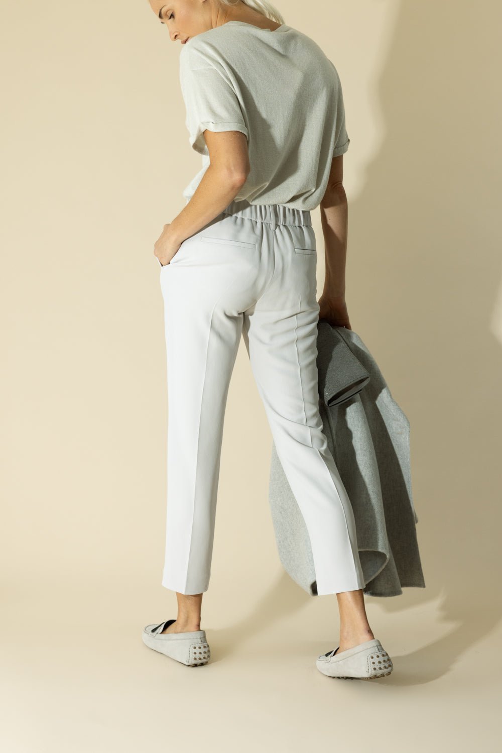BRUNELLO CUCINELLI-Classic Pull on Pant - Icy Grey-