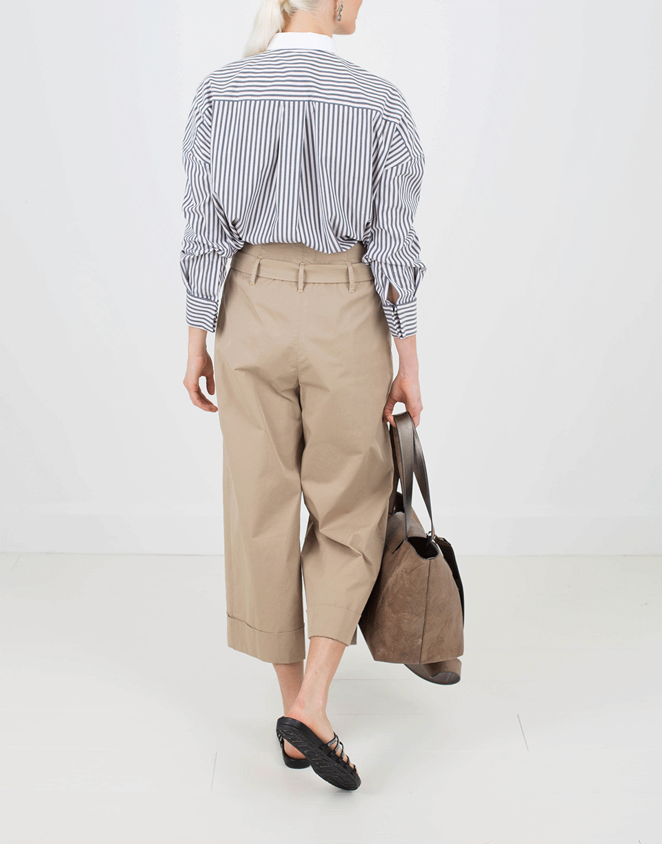 BRUNELLO CUCINELLI-Stretch Wide Cropped D Ring Pant-