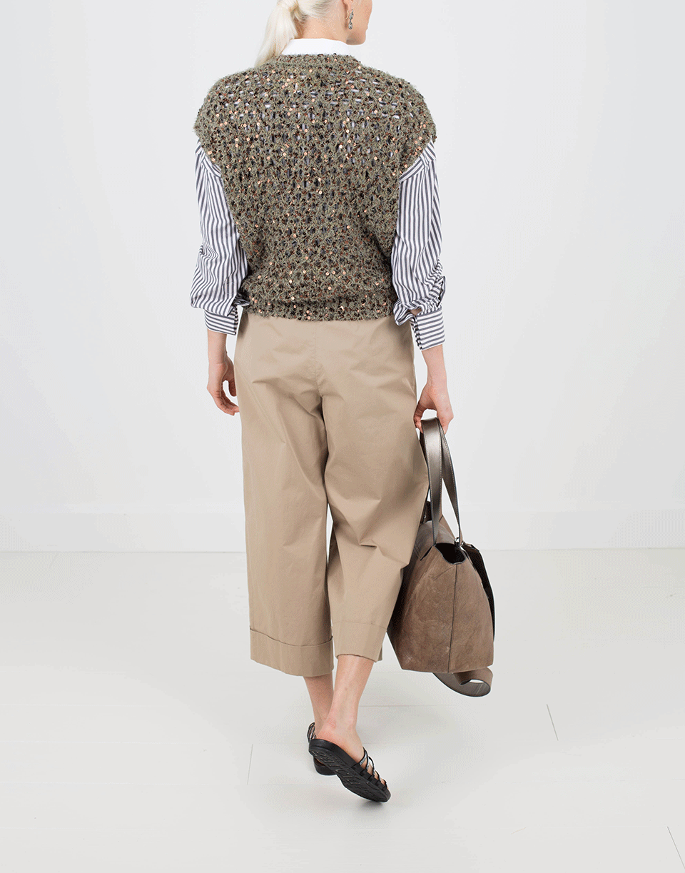 BRUNELLO CUCINELLI-Stretch Wide Cropped D Ring Pant-