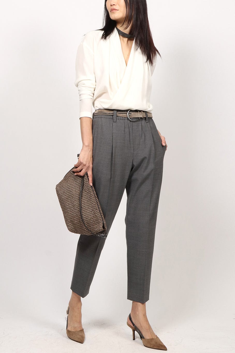 BRUNELLO CUCINELLI-Pull On Pant - Charcoal-