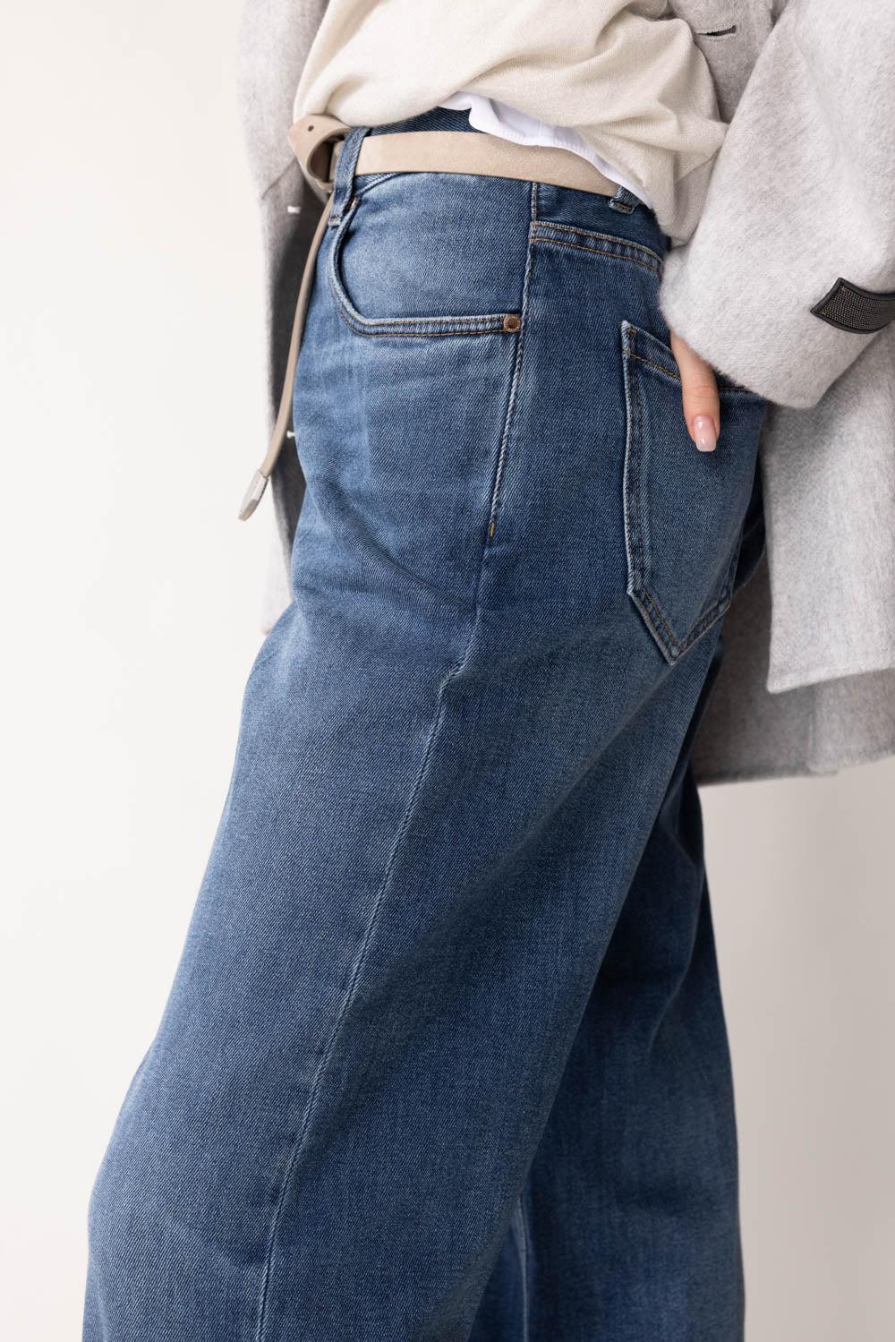 BRUNELLO CUCINELLI-Five Pocket Loose Trousers-DNM BLUE