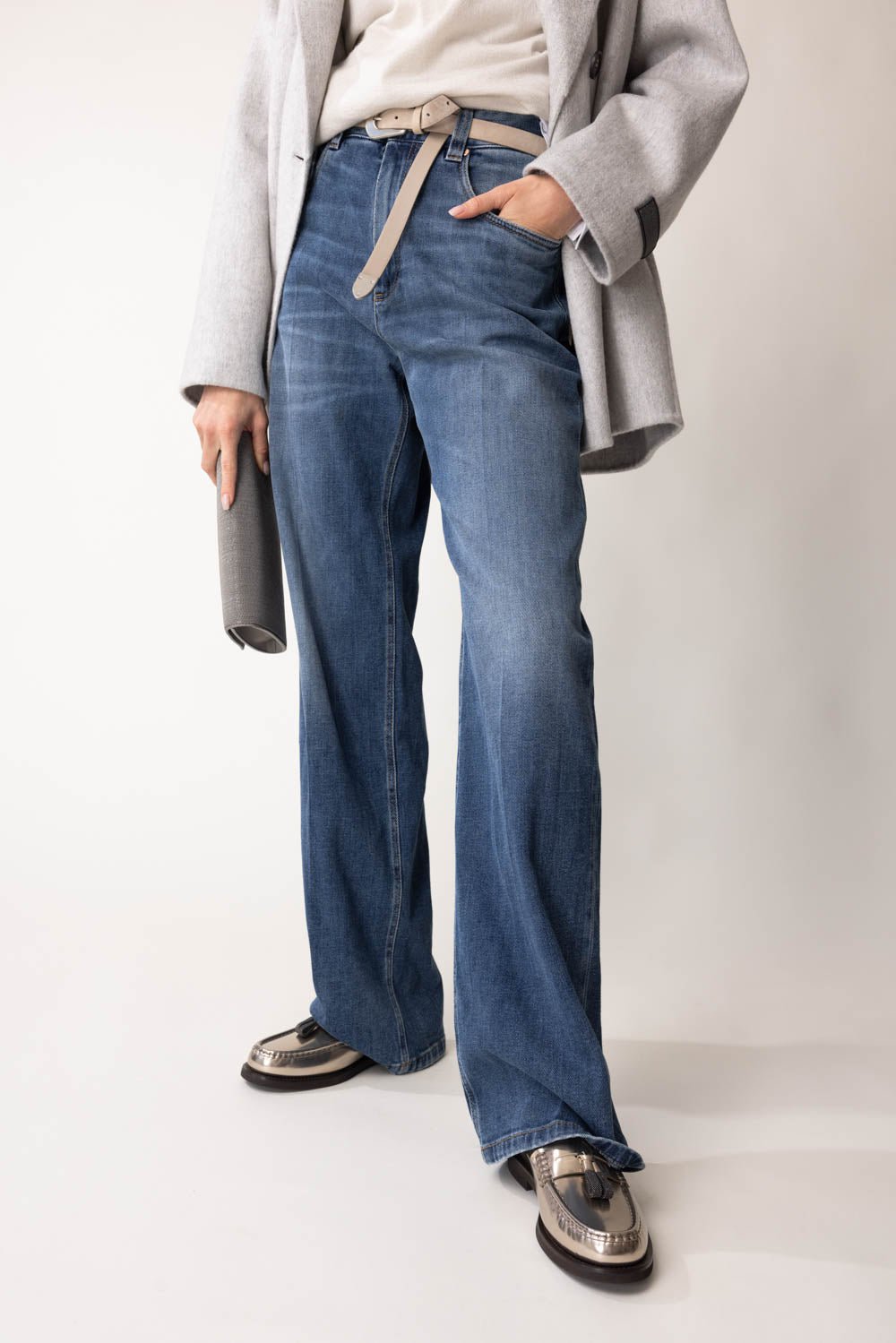 BRUNELLO CUCINELLI-Five Pocket Loose Trousers-DNM BLUE