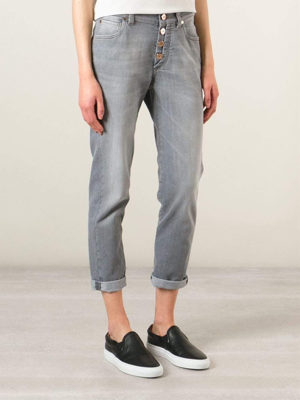 BRUNELLO CUCINELLI-Exposed Button Jean-GREY