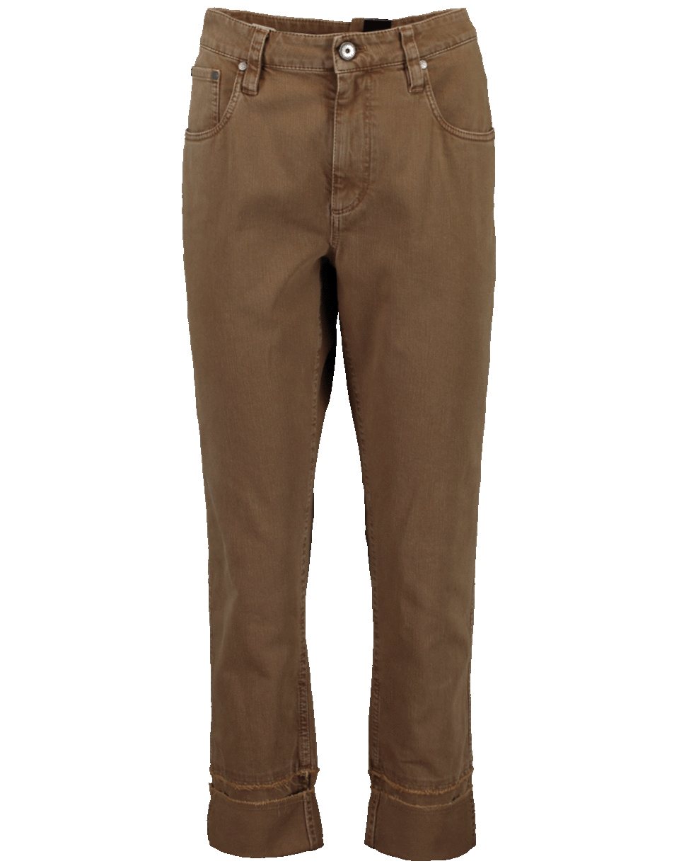 BRUNELLO CUCINELLI-Fray Cuff Garment Dye Jean-HONEY