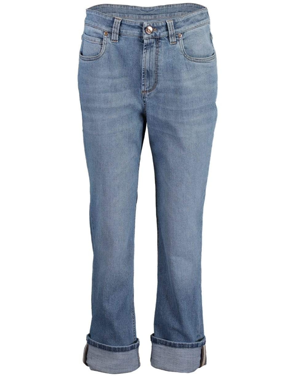 BRUNELLO CUCINELLI-Light Wash Boyfriend Jean-