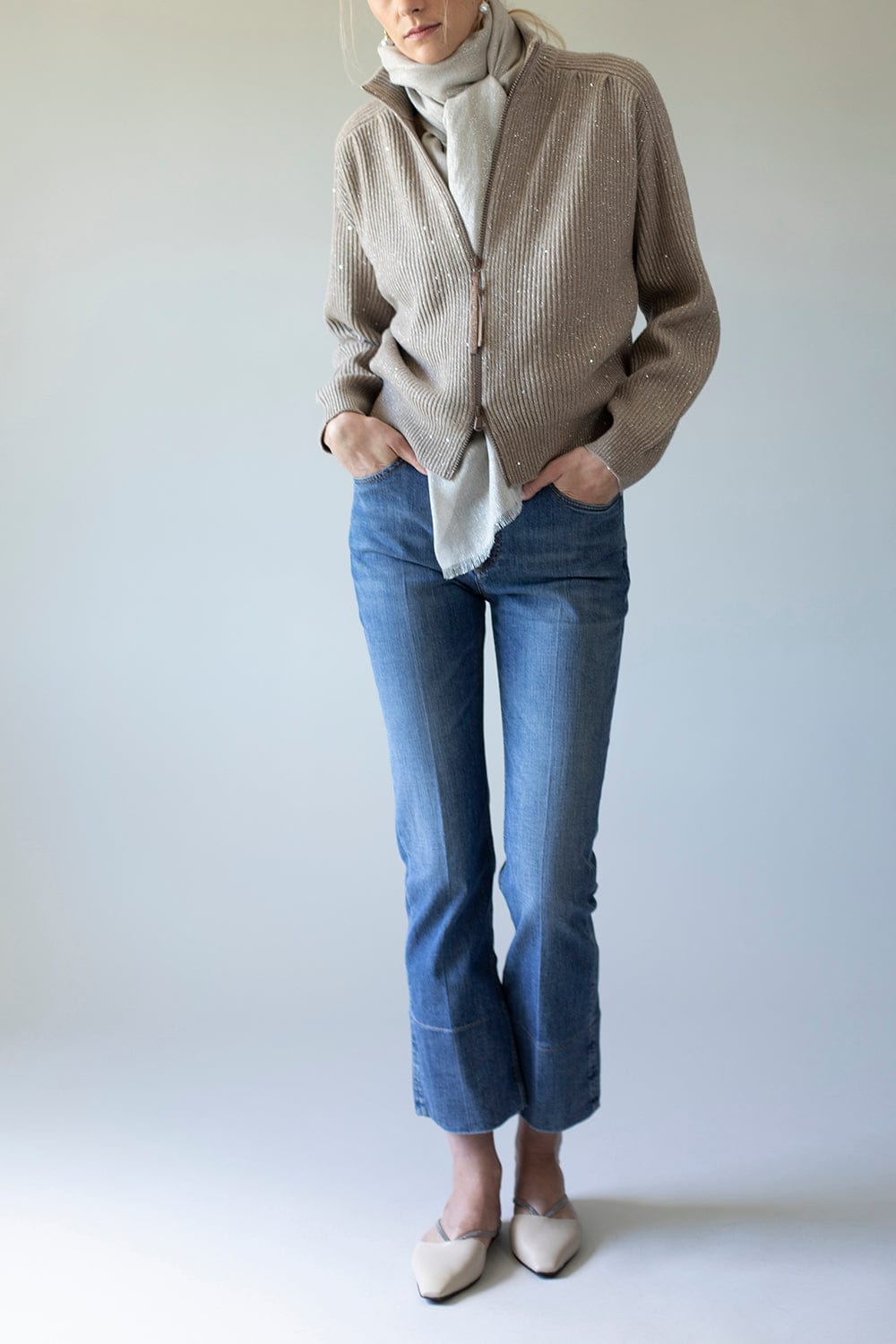 BRUNELLO CUCINELLI-Inset Barrel Hem Denim Jean-