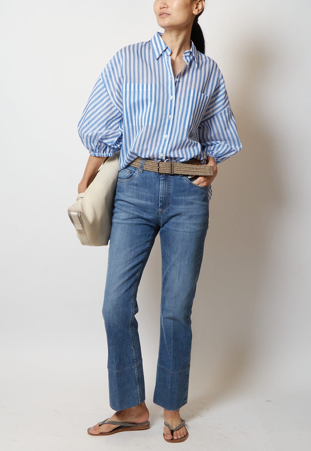 BRUNELLO CUCINELLI-Inset Barrel Hem Denim Jean-