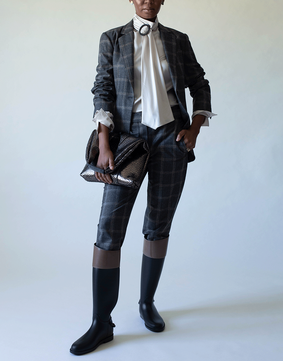 BRUNELLO CUCINELLI-Belted Plaid Wool Pant-