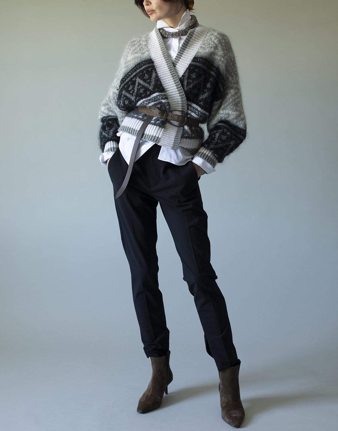 BRUNELLO CUCINELLI-Black Silk Crepe Pull On Pant-