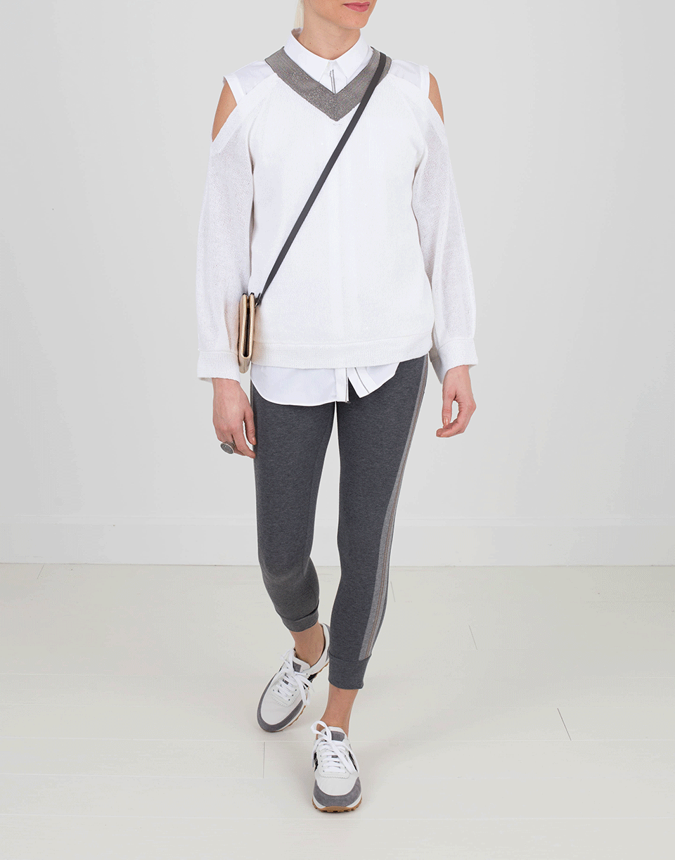 BRUNELLO CUCINELLI-Stretch Legging With Monili Stripe-