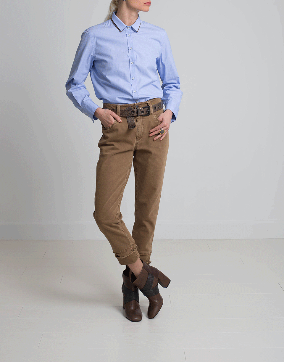 BRUNELLO CUCINELLI-Frayed Cuff Boyfriend Pant-
