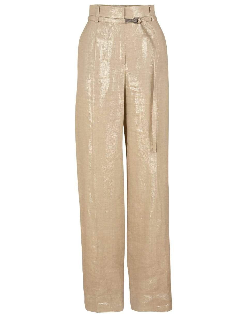 BRUNELLO CUCINELLI-Coated Linen Belted Pant-