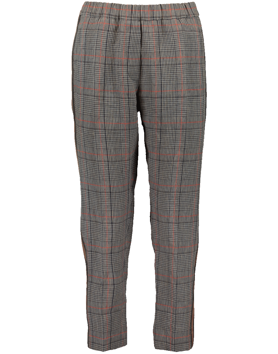BRUNELLO CUCINELLI-Grossgrain Ribbon Linen Pant-GRY/GING