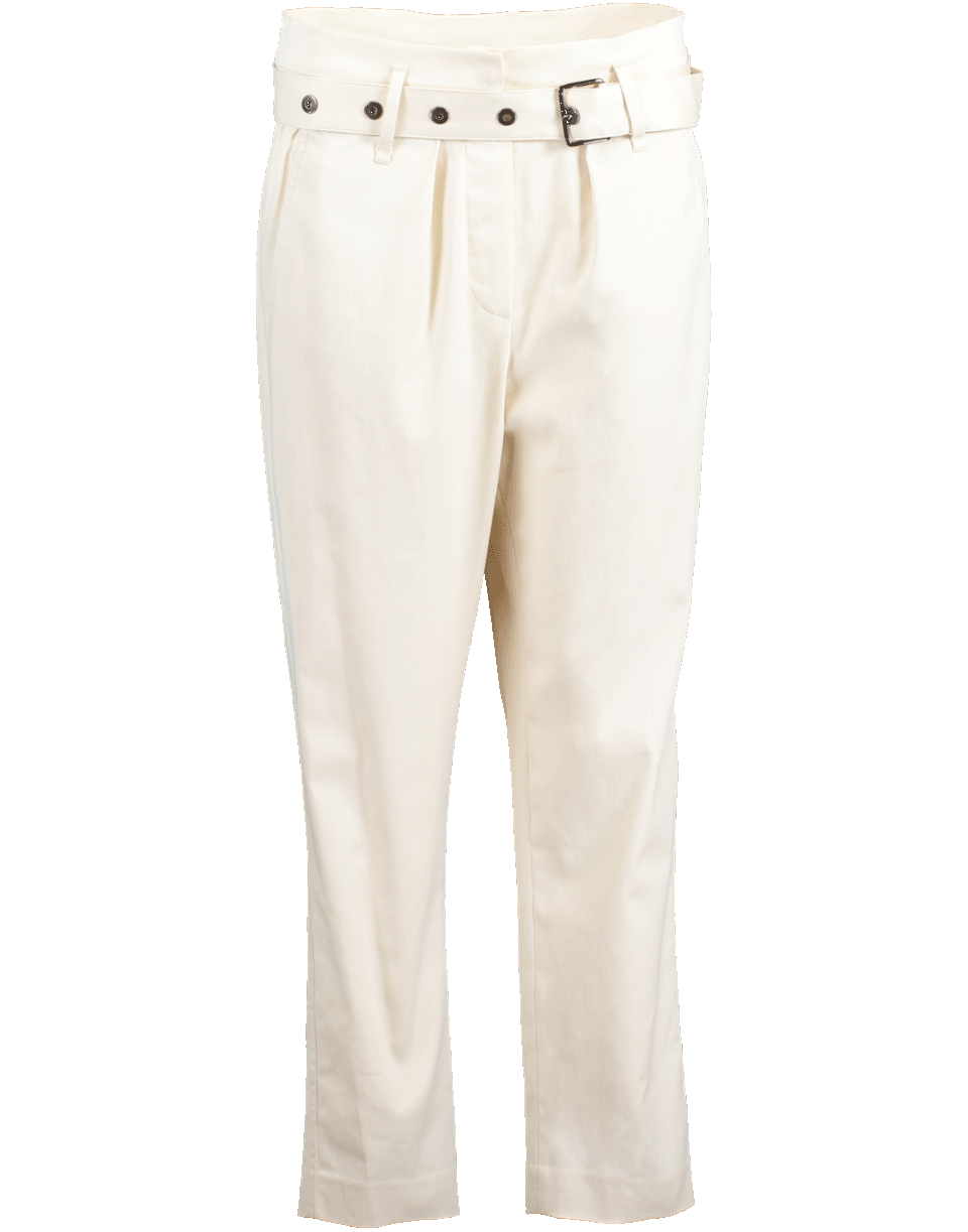 BRUNELLO CUCINELLI-Grommet Belt Paperbag Pant-IVORY