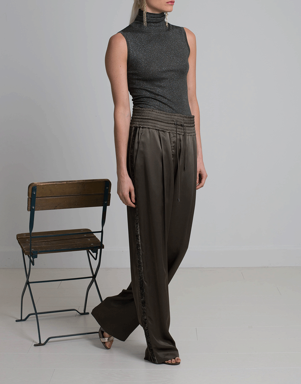 BRUNELLO CUCINELLI-Liquid Satin Wide Leg Track Pant-