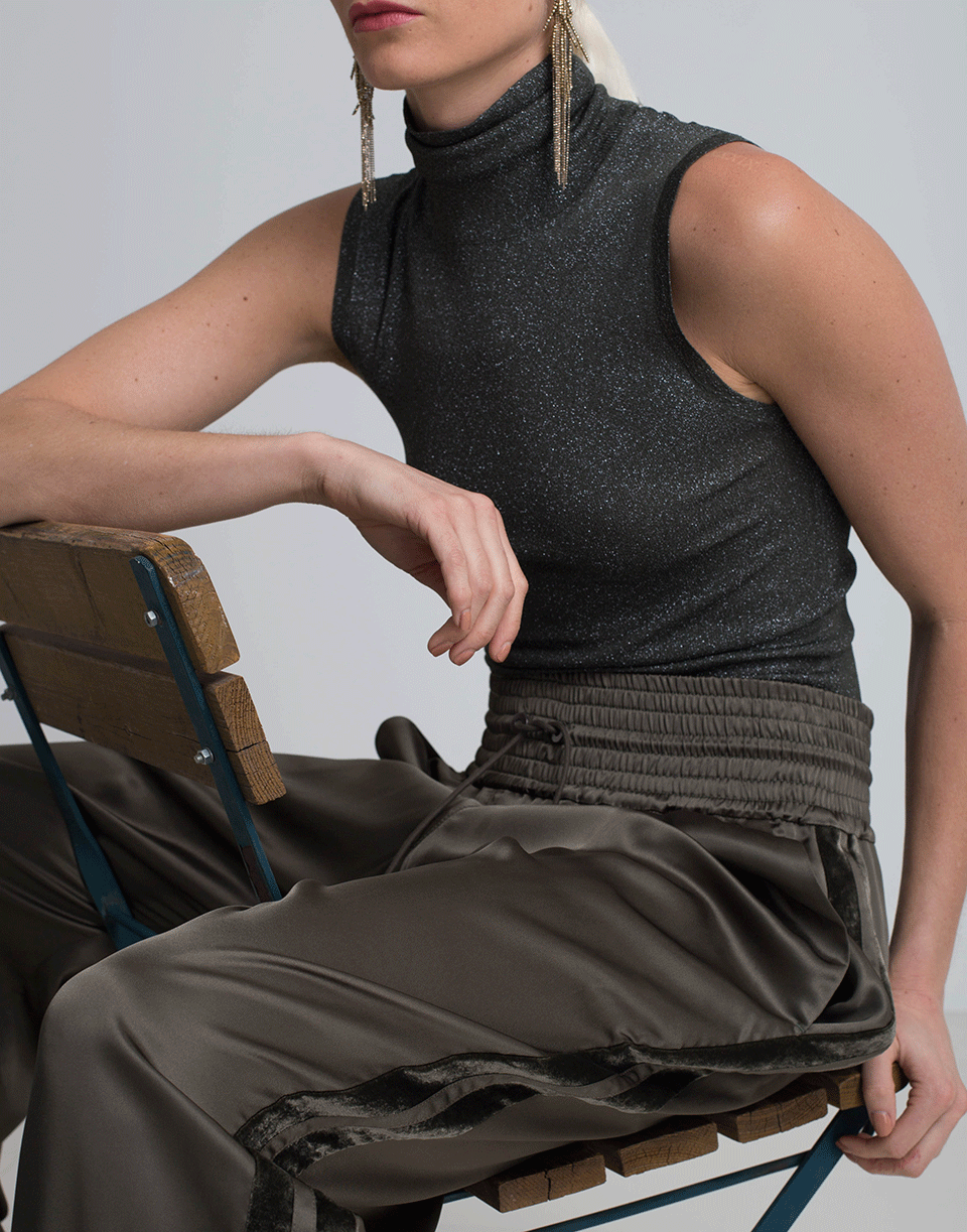 BRUNELLO CUCINELLI-Liquid Satin Wide Leg Track Pant-