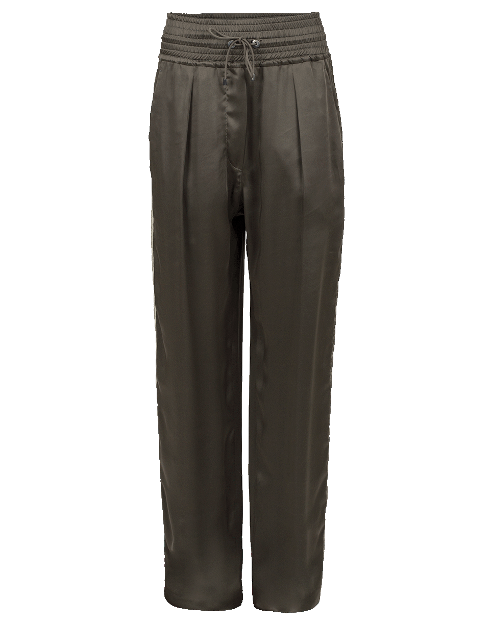 BRUNELLO CUCINELLI-Liquid Satin Wide Leg Track Pant-