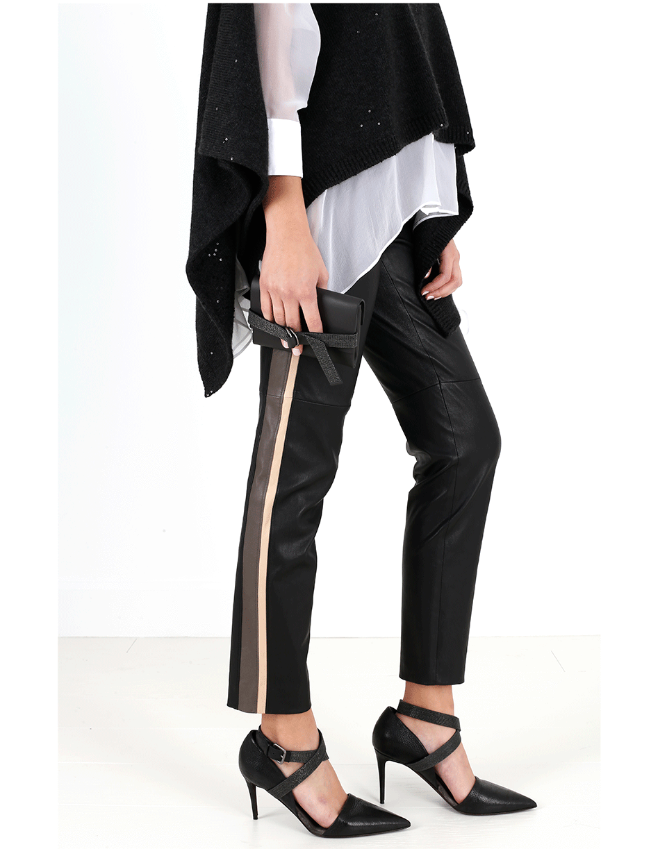 BRUNELLO CUCINELLI-Side Stripe Leather Legging-