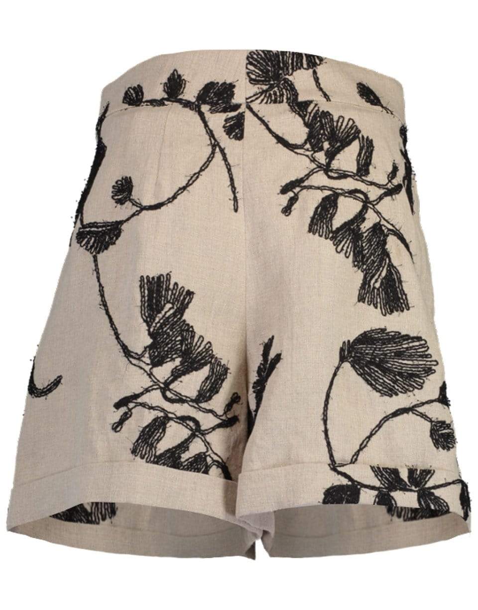 BRUNELLO CUCINELLI-Raw Linen Floral Embroidered Short-
