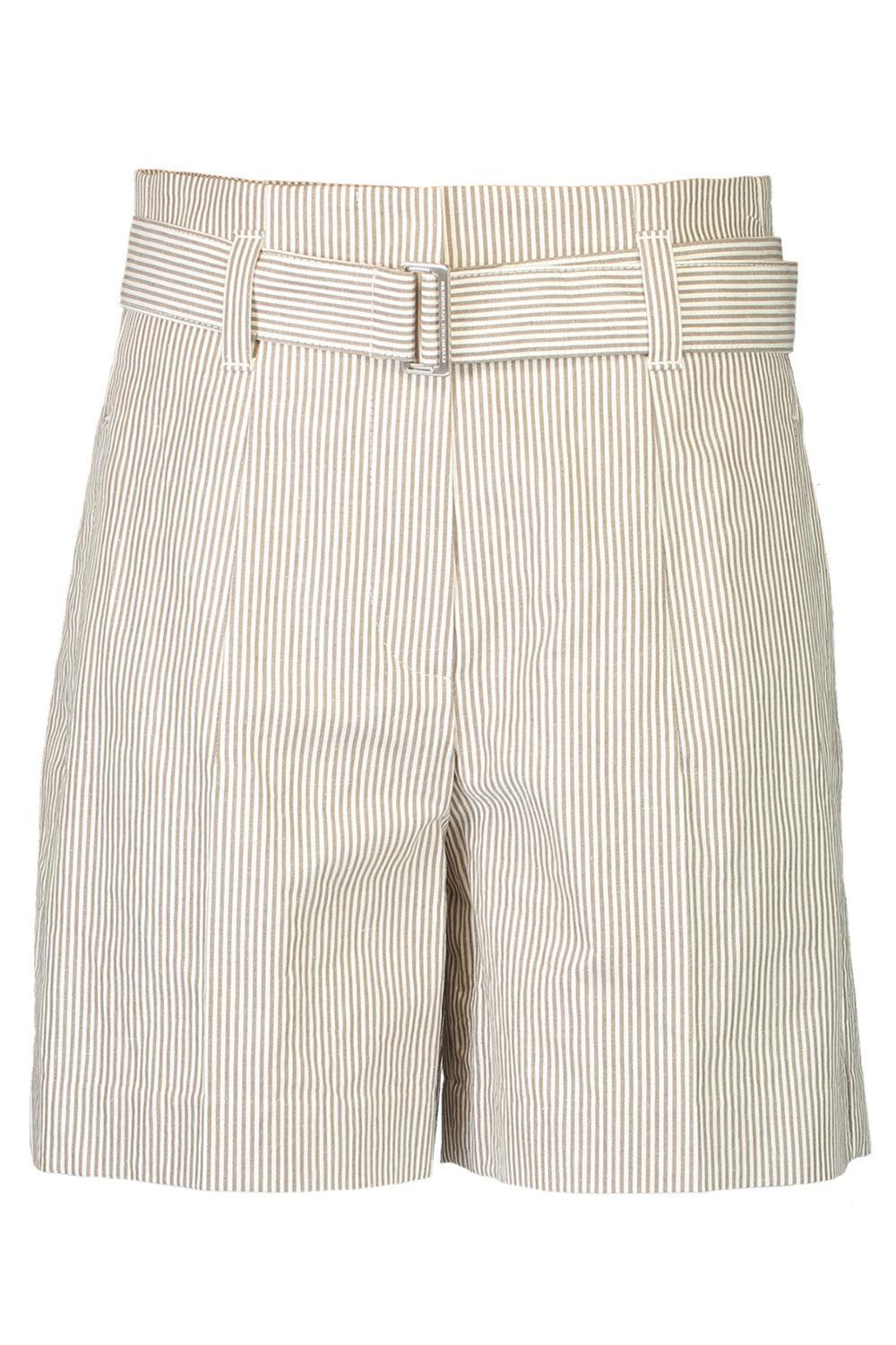Pinstripe Self Belt Short-WHT/BRWN-36-CLOTHINGPANTSHORT-BRUNELLO CUCINELLI