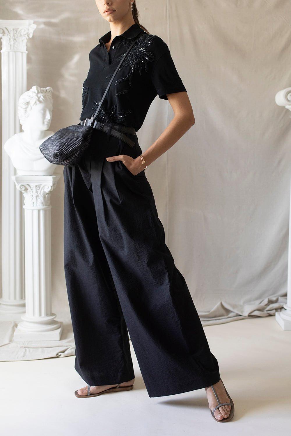 BRUNELLO CUCINELLI-Extra Wide Leg Pleated Pants-