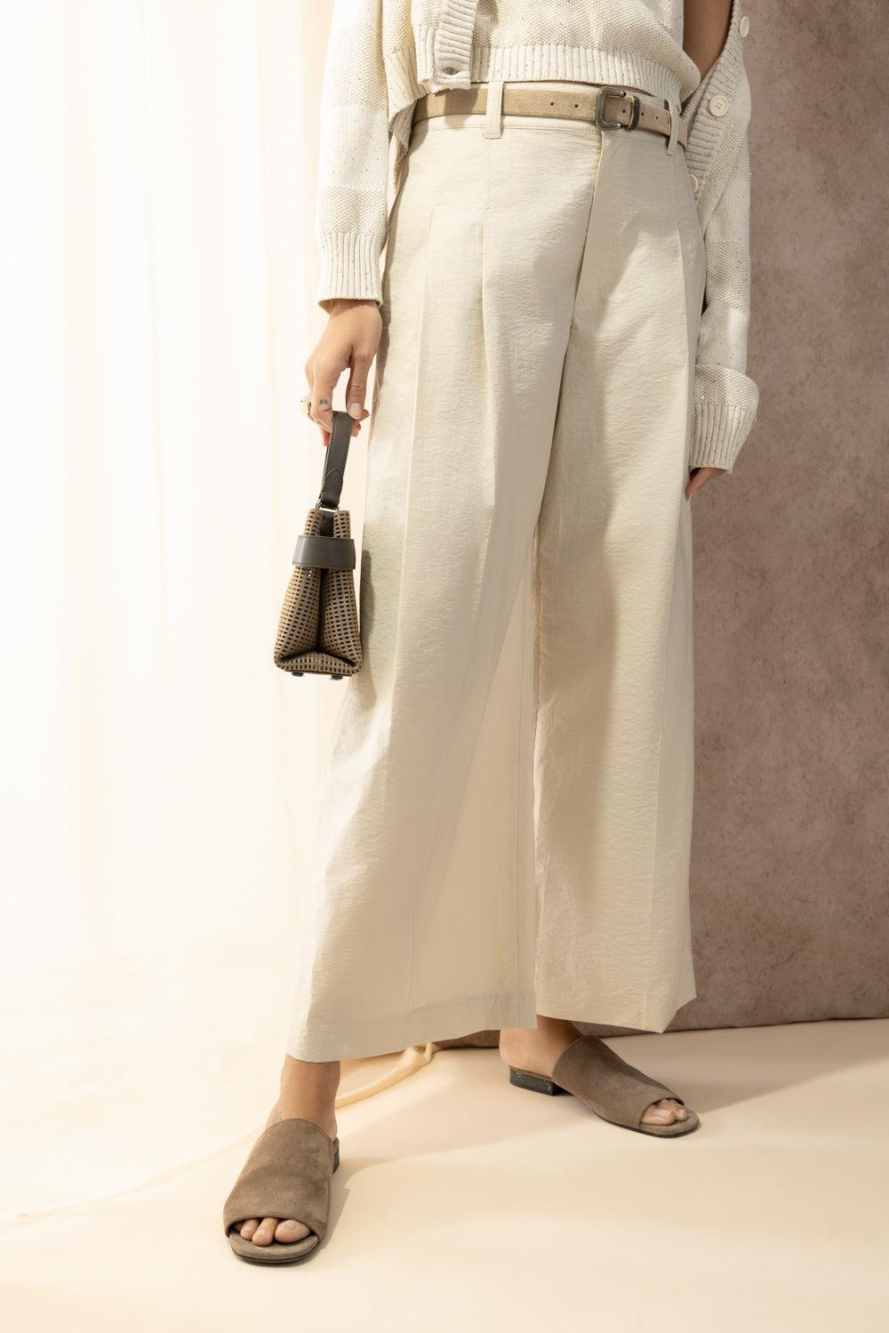 Pleated Trousers-BROWN-36-CLOTHINGPANTWIDE LEG-BRUNELLO CUCINELLI