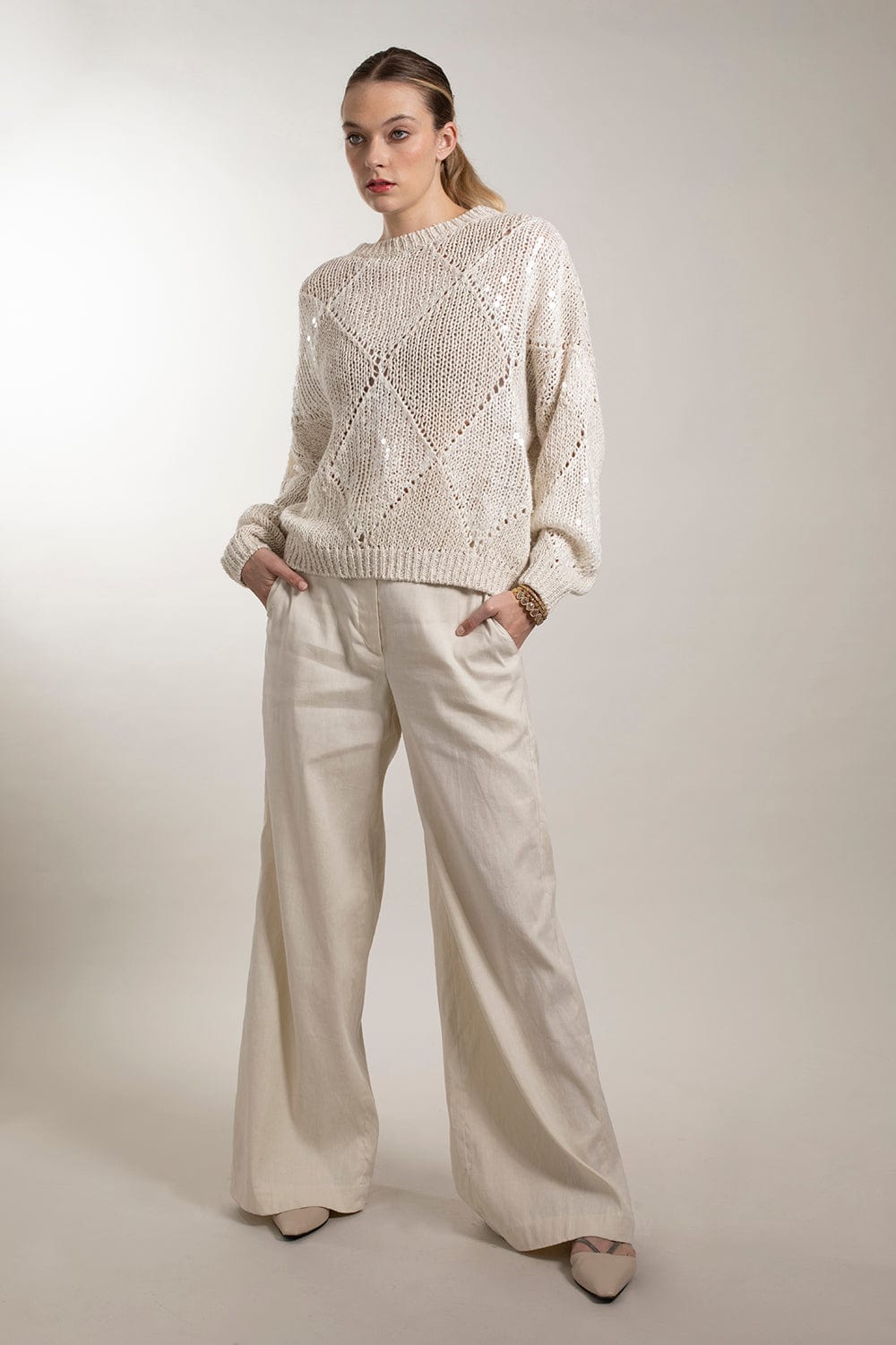 BRUNELLO CUCINELLI-High Waist Wide Leg Pant-