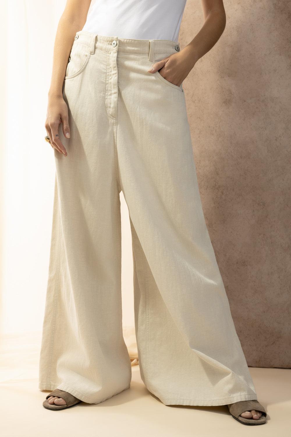 Sailor Jeans-CREAM-36-CLOTHINGPANTWIDE LEG-BRUNELLO CUCINELLI