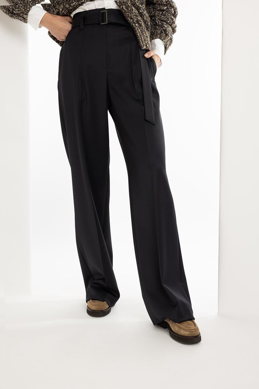Loose Corset Pant-NAVY-38-CLOTHINGPANTWIDE LEG-BRUNELLO CUCINELLI