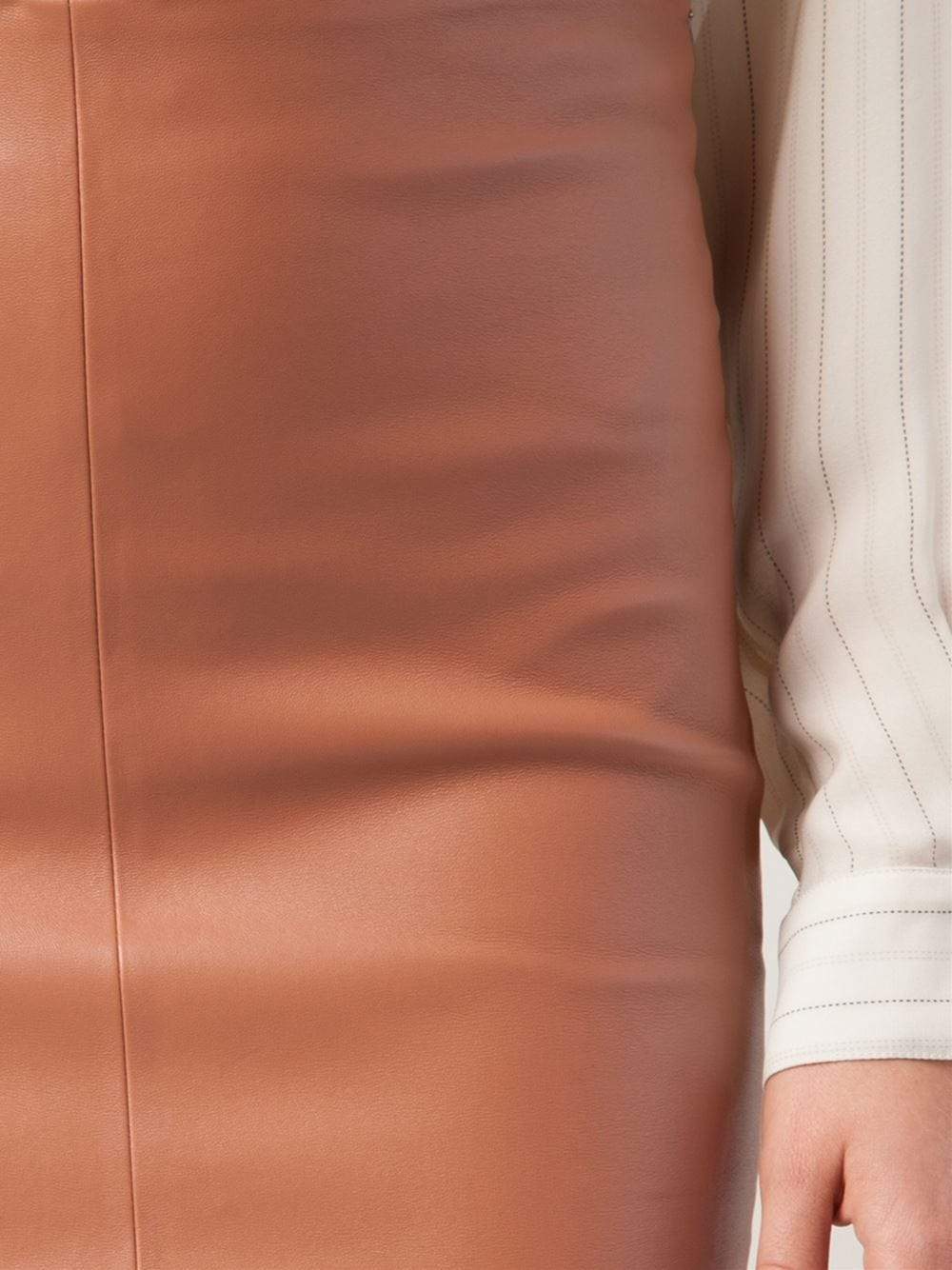 BRUNELLO CUCINELLI-Leather Pencil Skirt-