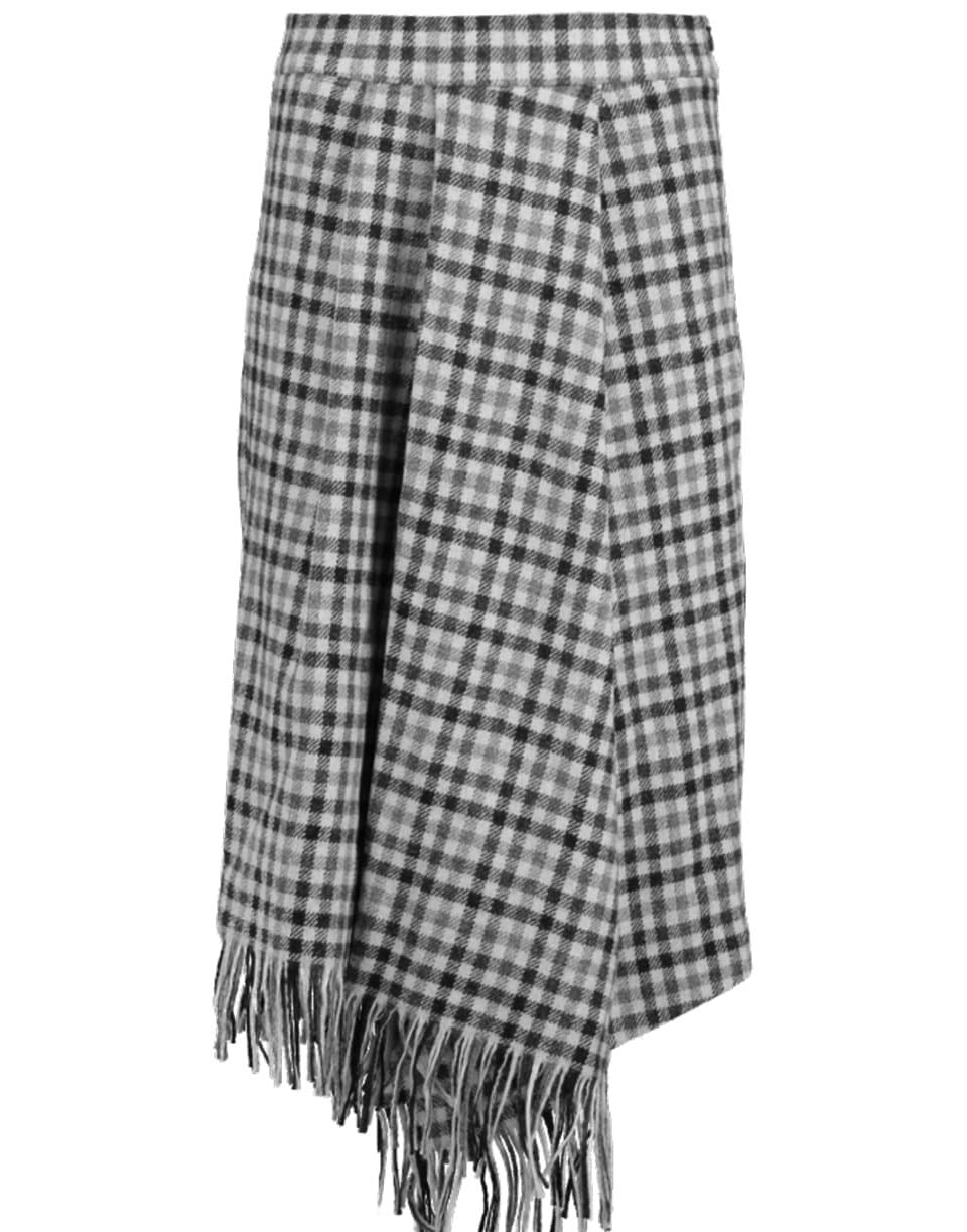 BRUNELLO CUCINELLI-Plaid Fringe Skirt-