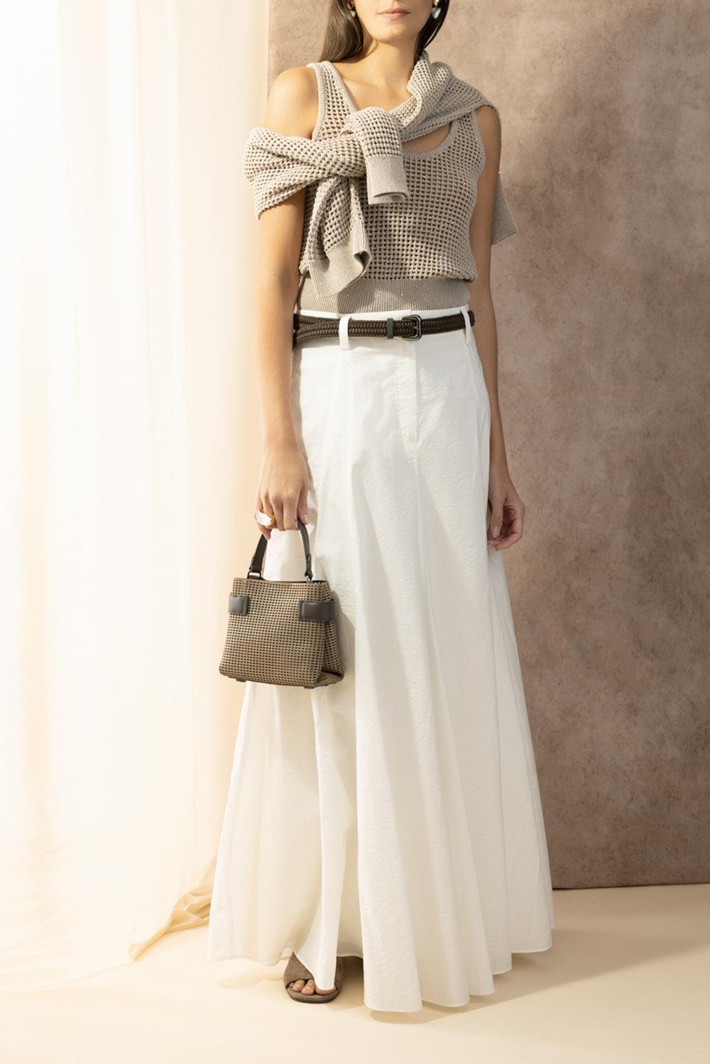 Fit Flare Maxi Skirt-CREAM-36-CLOTHINGSKIRTMAXI-BRUNELLO CUCINELLI