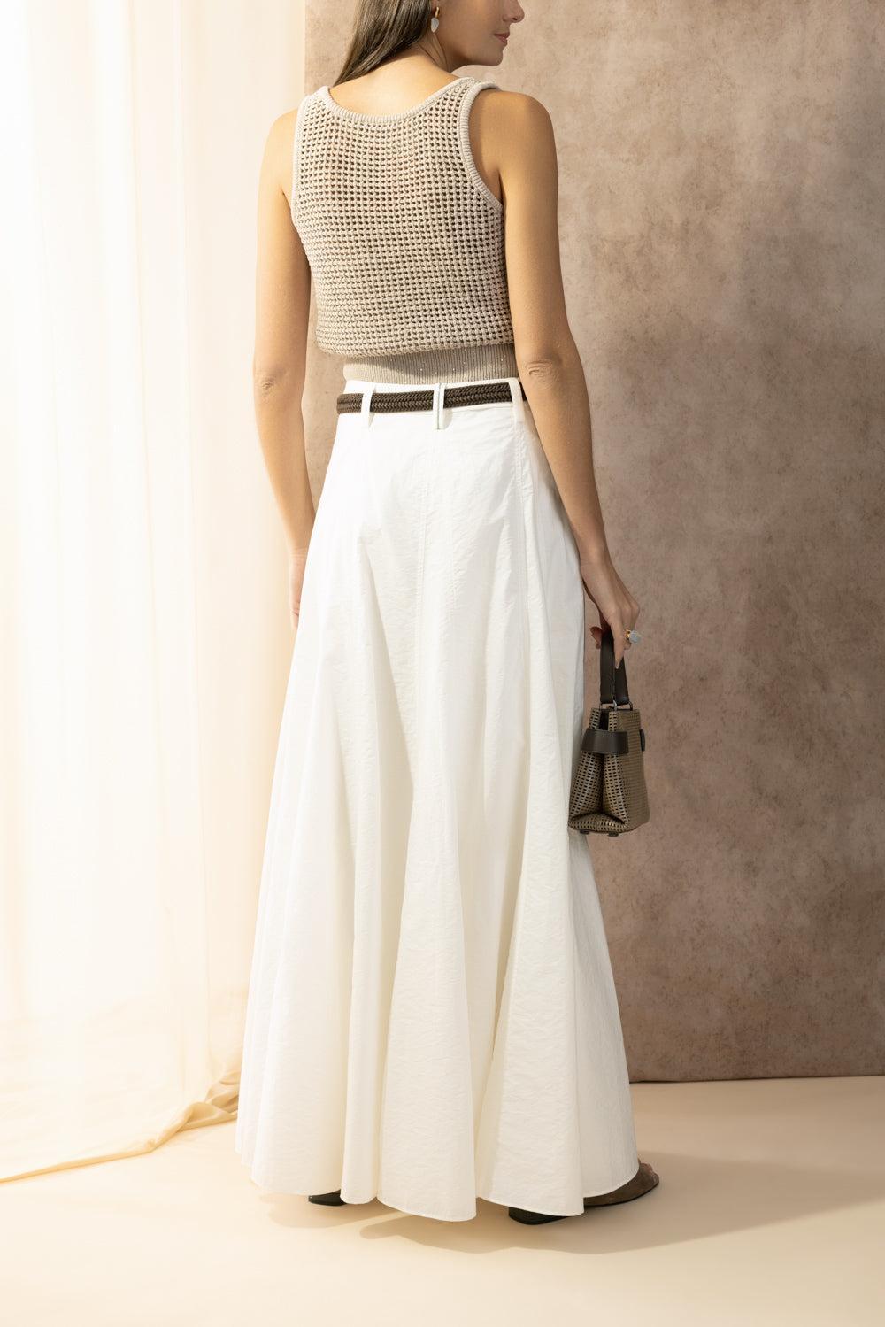 Fit Flare Maxi Skirt-CREAM-36-CLOTHINGSKIRTMAXI-BRUNELLO CUCINELLI