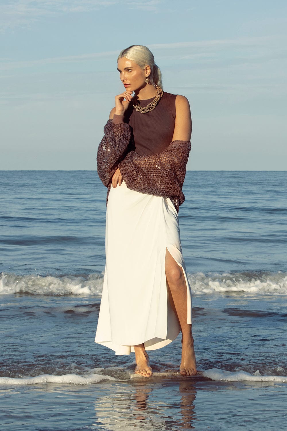 BRUNELLO CUCINELLI-Midi Wrap Skirt-