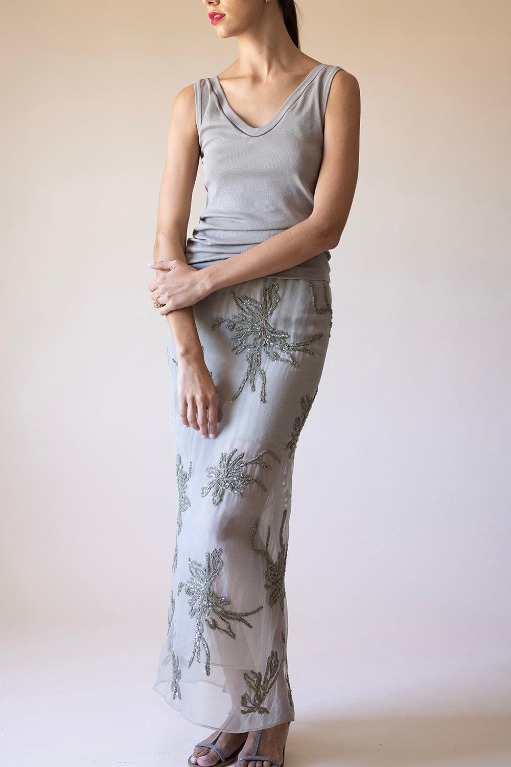 BRUNELLO CUCINELLI-Flower Embellished Maxi Skirt-
