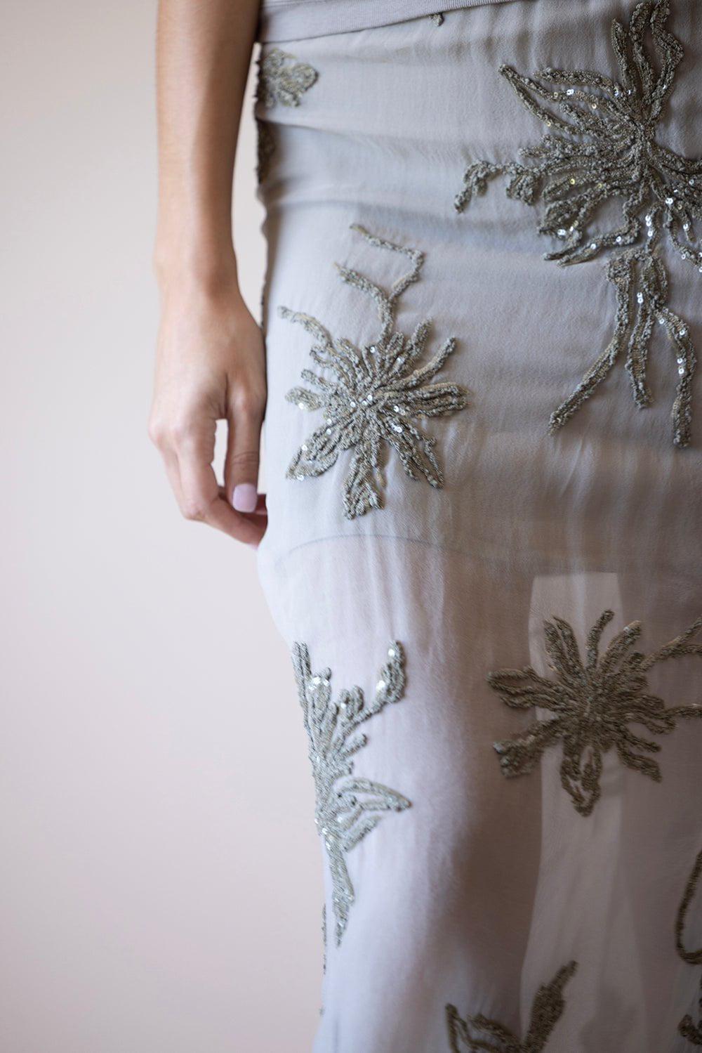 BRUNELLO CUCINELLI-Flower Embellished Maxi Skirt-