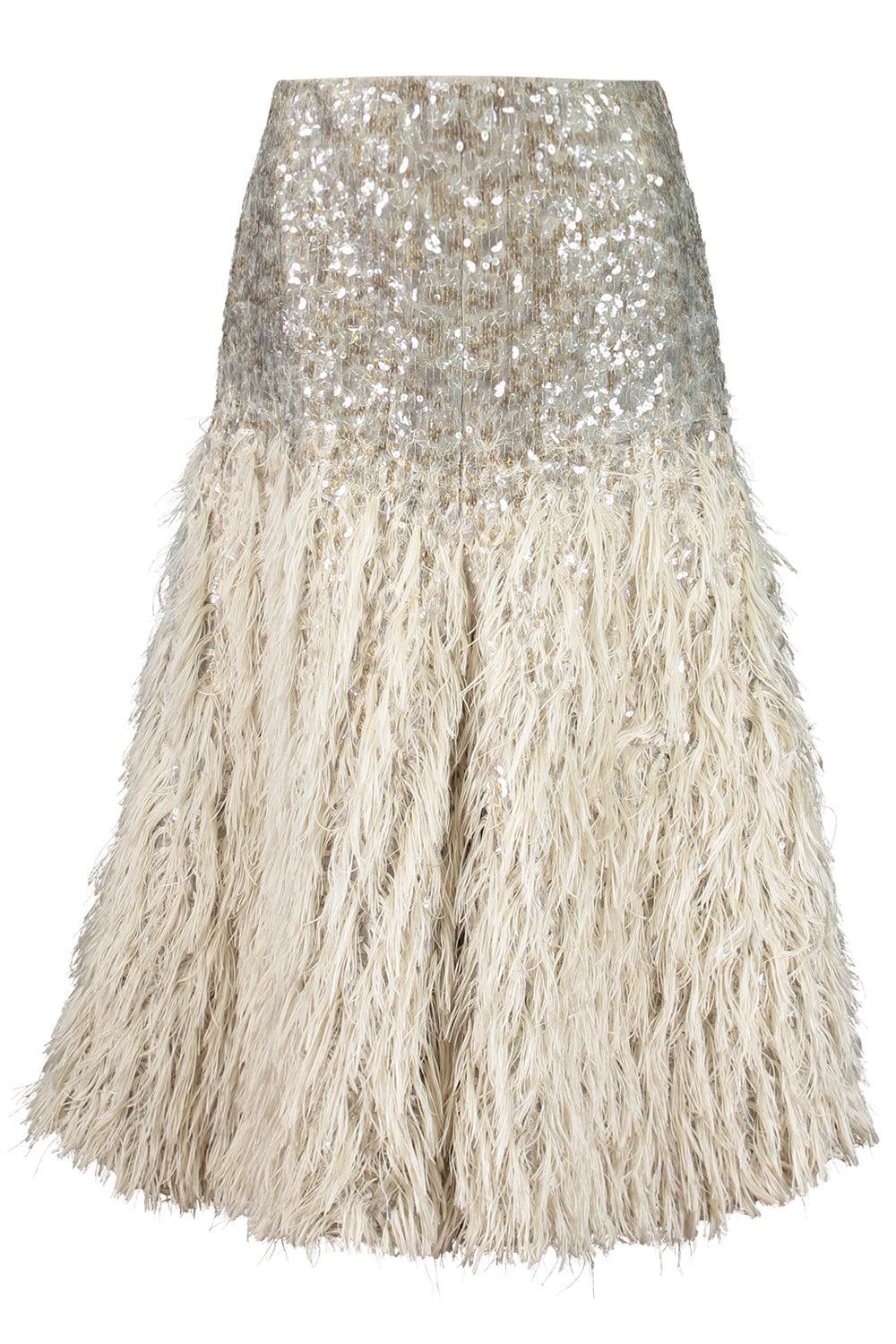 Degrade Embellished Fit Flare Midi Skirt-BROWN-40-CLOTHINGSKIRTMIDI-BRUNELLO CUCINELLI