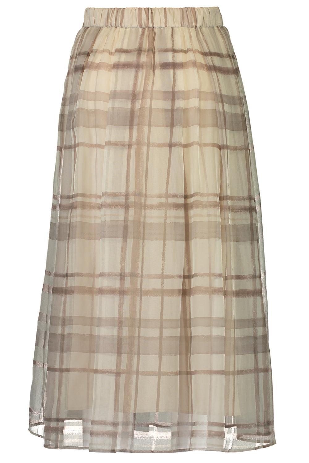 Macrocheck Print A-Line Skirt-GEOMETRC-38-CLOTHINGSKIRTMIDI-BRUNELLO CUCINELLI