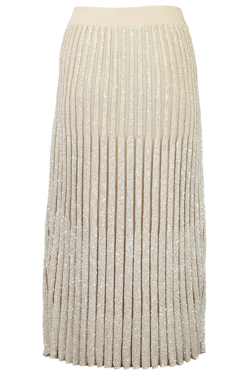 BRUNELLO CUCINELLI-Dazzling Rib Knit Midi Skirt-