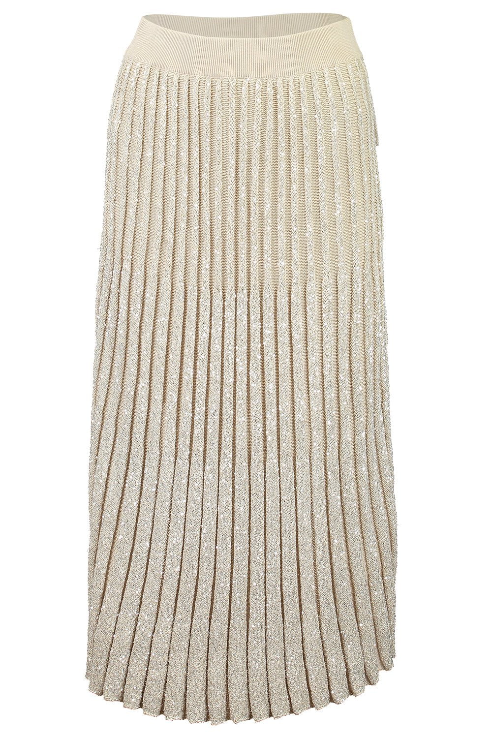 BRUNELLO CUCINELLI-Dazzling Rib Knit Midi Skirt-