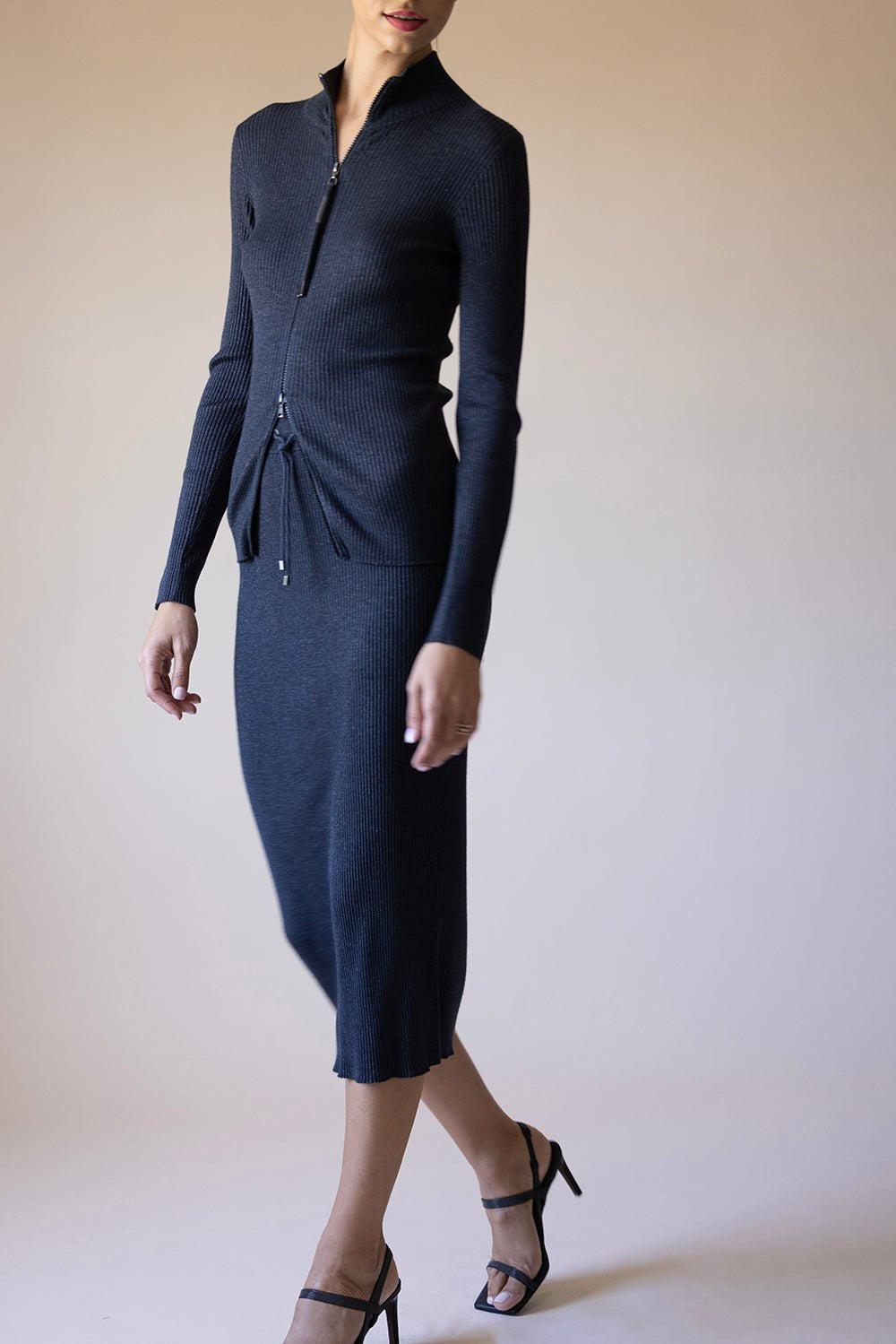 BRUNELLO CUCINELLI-Ribbed Elastic Waist Pencil Skirt-
